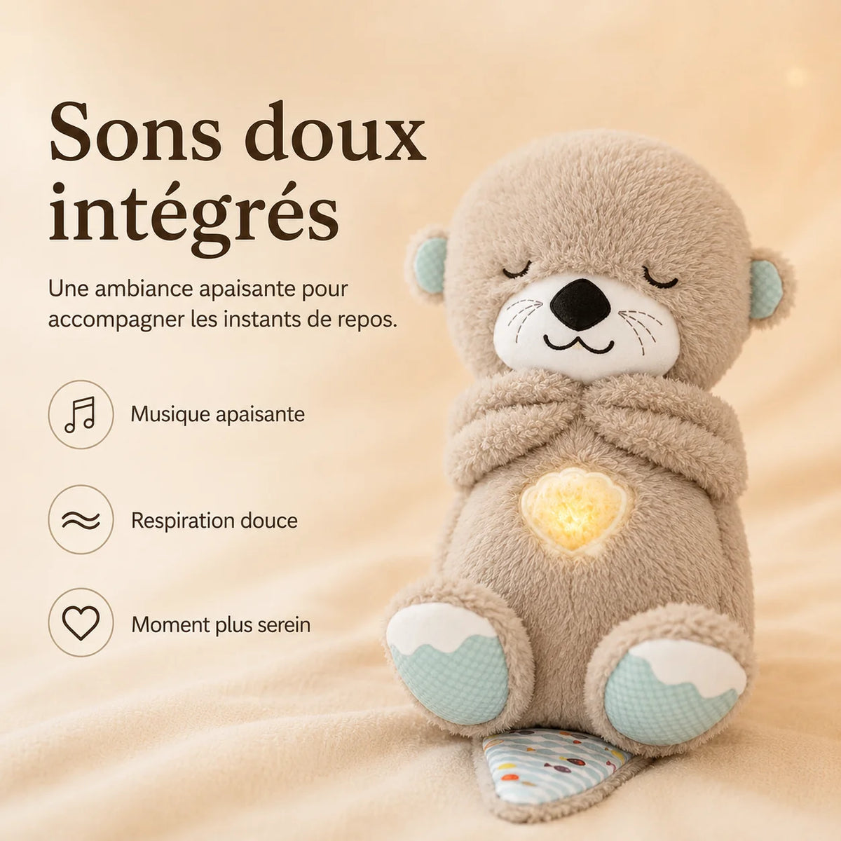 Plush Toy Breathing Motion Night Light & Soothing Sounds