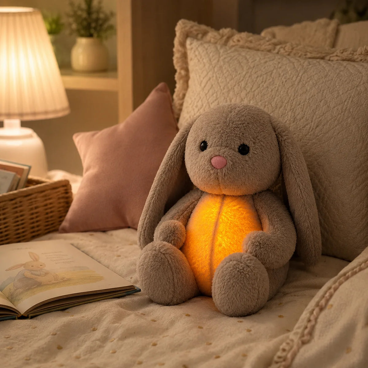 Plush Toy Simulated Breathing Night Light & Soothing Sounds