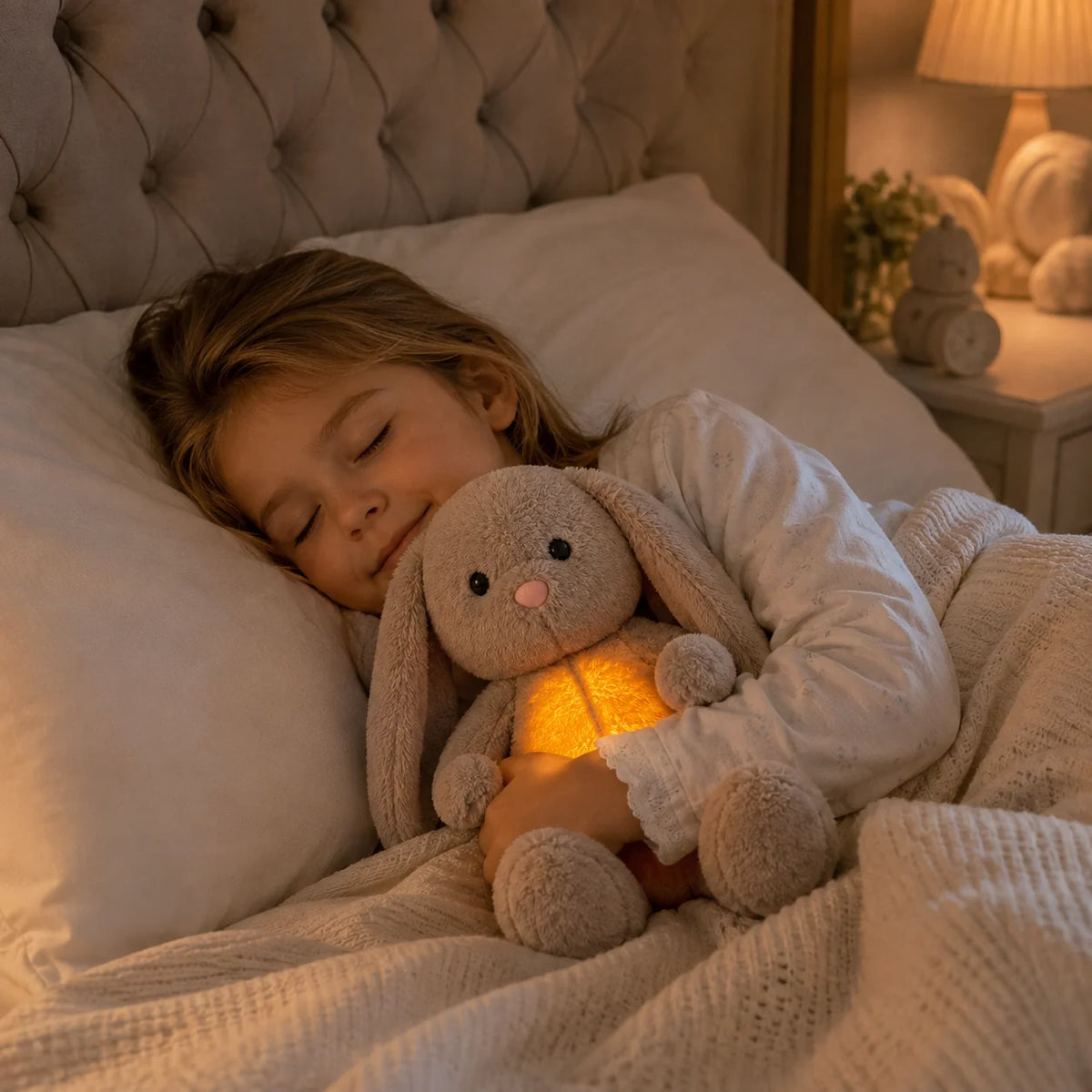 Plush Toy Simulated Breathing Night Light & Soothing Sounds