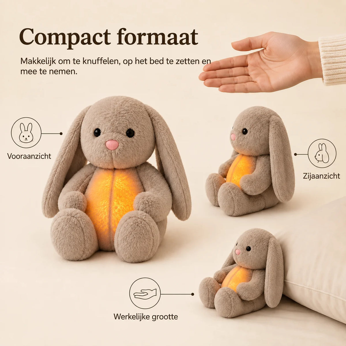 Plush Toy Simulated Breathing Night Light & Soothing Sounds