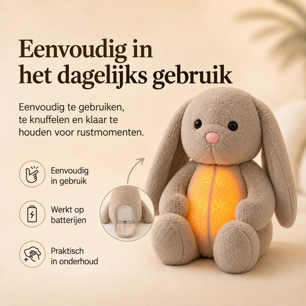 Plush Toy Simulated Breathing Night Light & Soothing Sounds