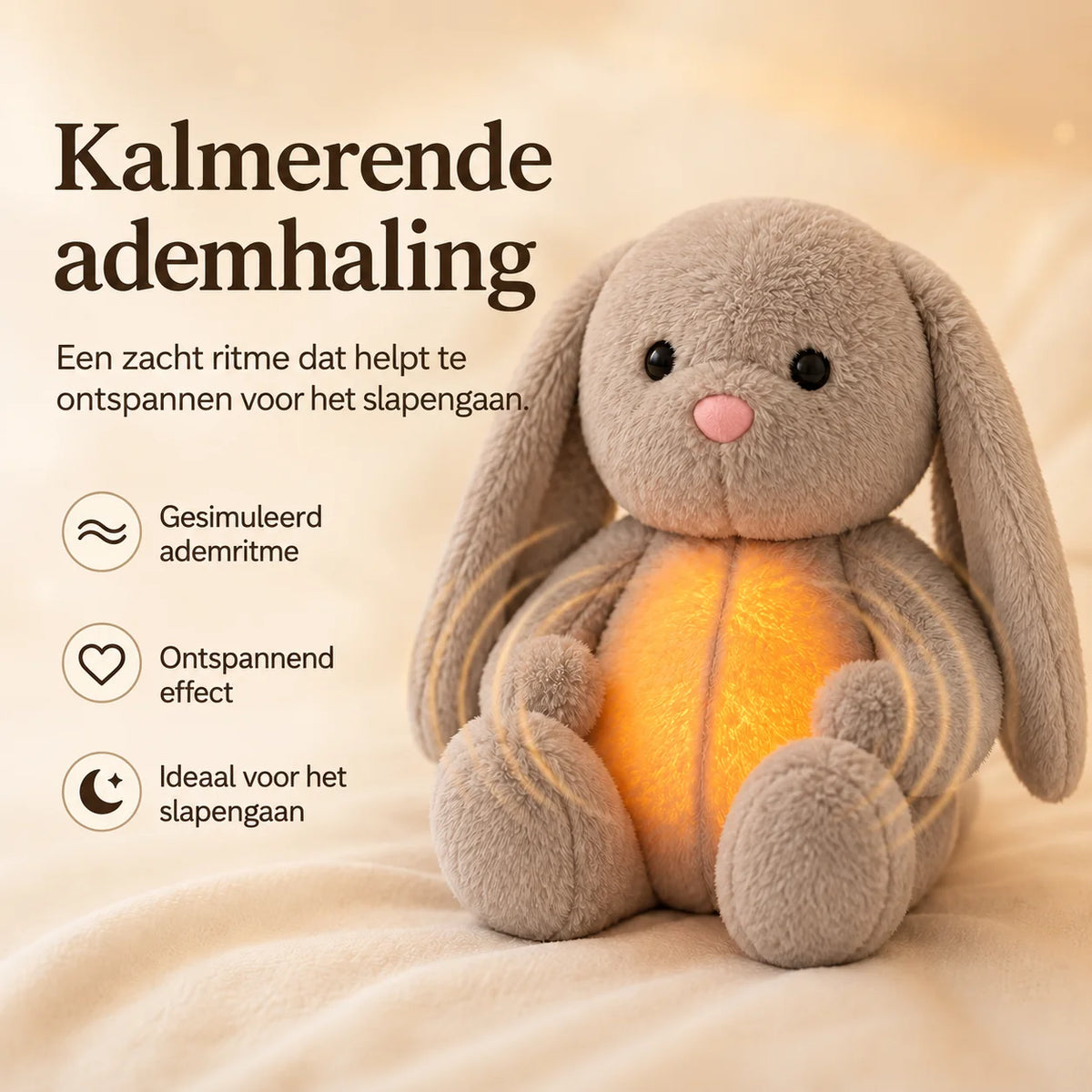 Plush Toy Simulated Breathing Night Light & Soothing Sounds