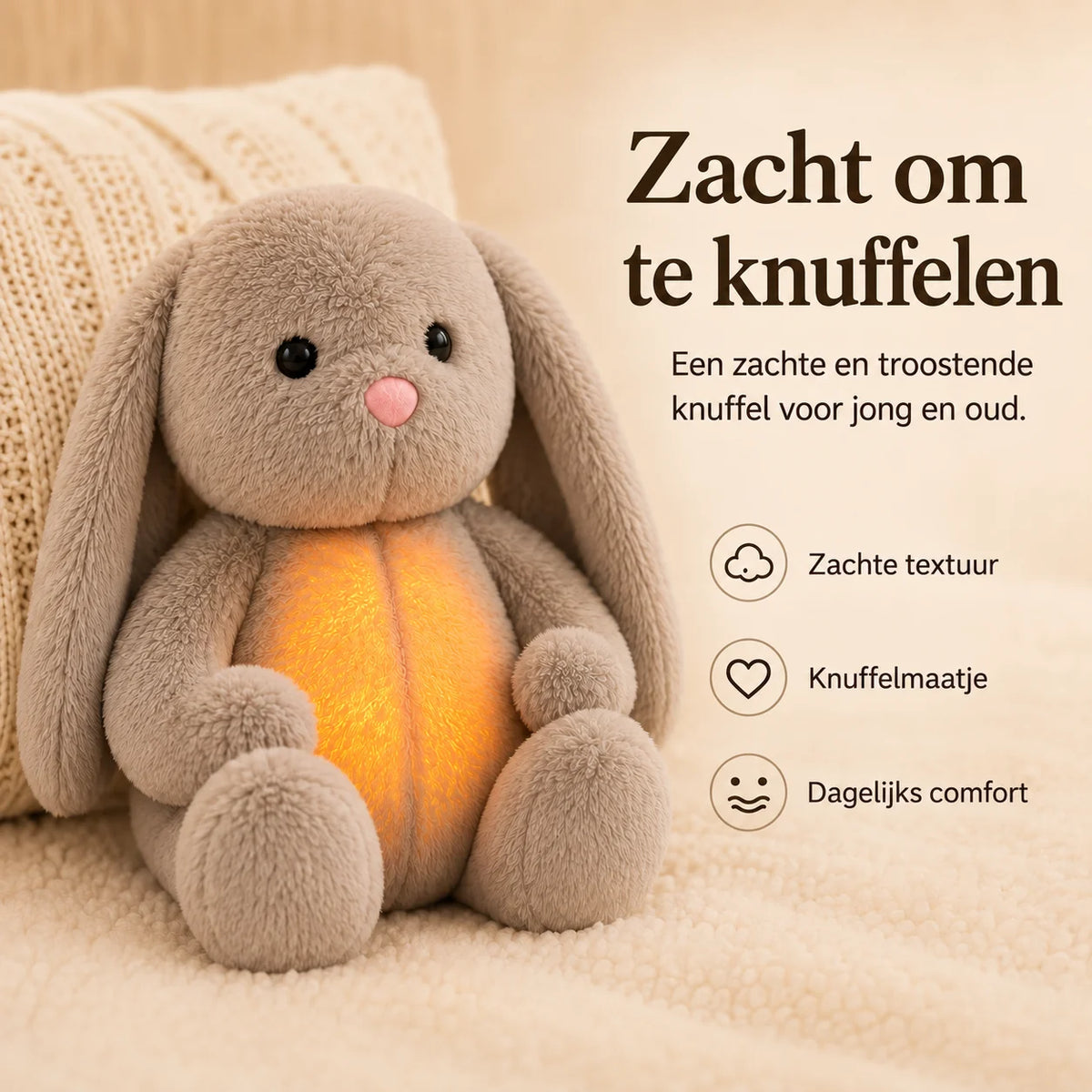 Plush Toy Simulated Breathing Night Light & Soothing Sounds