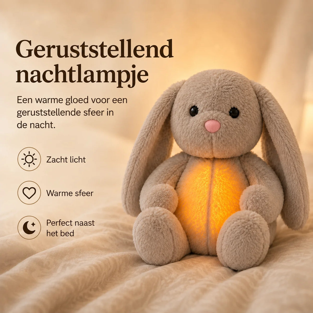 Plush Toy Simulated Breathing Night Light & Soothing Sounds