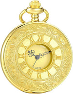 Pocket Watch Roman Numeral Dial Quartz Movement Chain Included