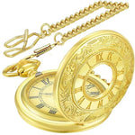 Pocket Watch Roman Numeral Dial Quartz Movement Chain Included