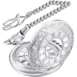 Pocket Watch Roman Numeral Dial Quartz Movement Chain Included