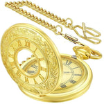 Pocket Watch Roman Numeral Dial Quartz Movement Chain Included