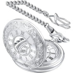 Pocket Watch Roman Numeral Dial Quartz Movement Chain Included