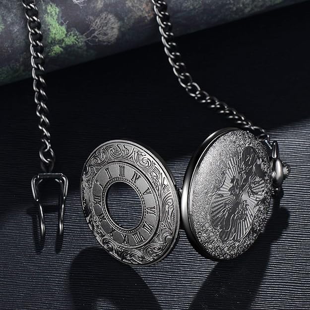 Pocket Watch Roman Numeral Dial Quartz Movement Chain Included