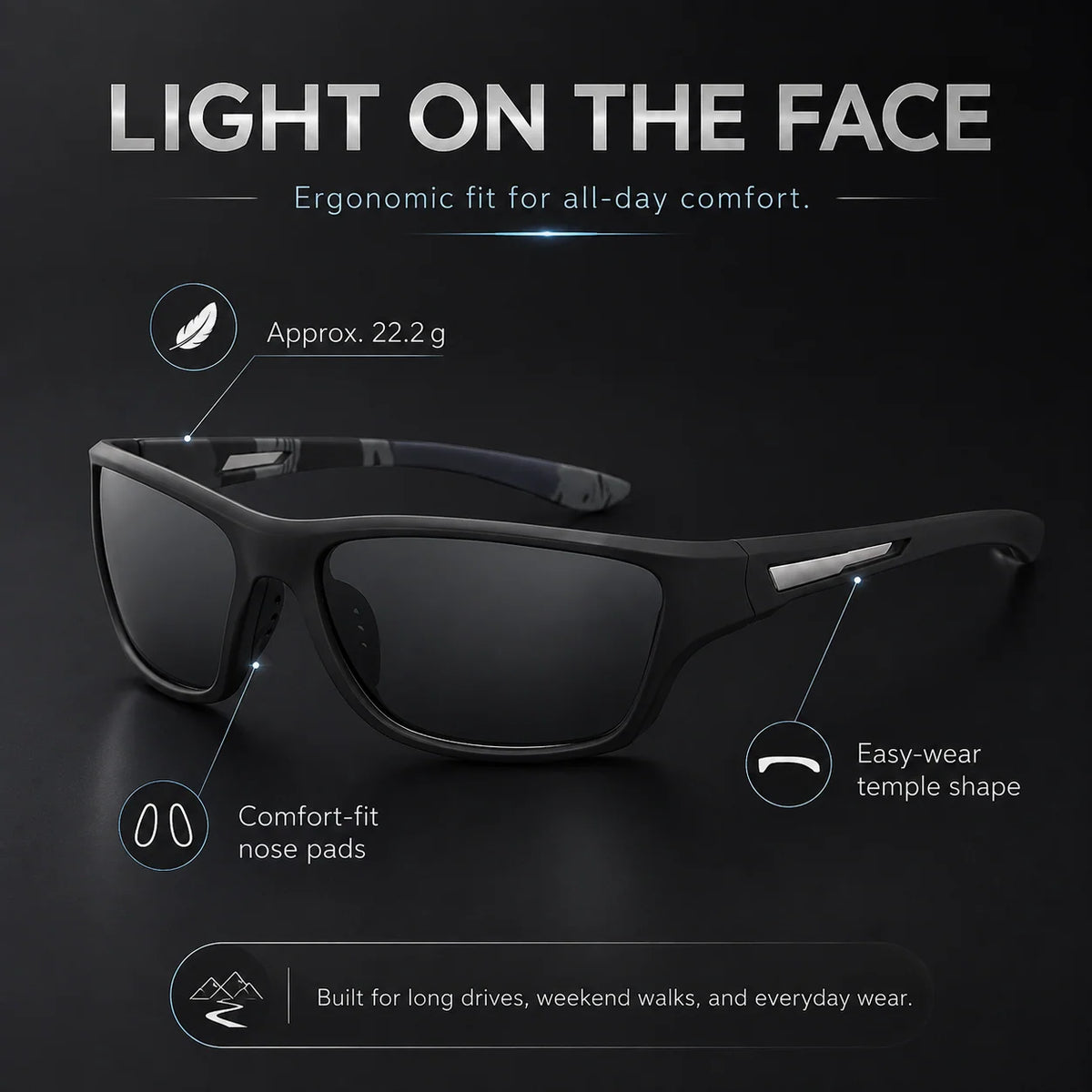 Polarized Sports Sunglasses Ultralight Wraparound UV400