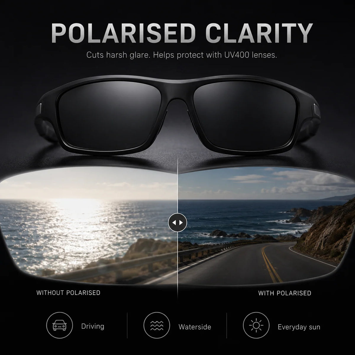 Polarized Sports Sunglasses Ultralight Wraparound UV400