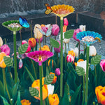 Pollinator Watering Station Flower-Shaped Cups & Rust-Resistant Stakes