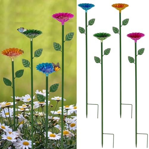 Pollinator Watering Station Flower-Shaped Cups & Rust-Resistant Stakes