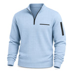Polo Shirt Waffle Knit Quarter-Zip Long Sleeve