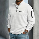Polo Shirt Waffle Knit Quarter-Zip Long Sleeve