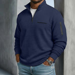 Polo Shirt Waffle Knit Quarter-Zip Long Sleeve