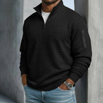 Polo Shirt Waffle Knit Quarter-Zip Long Sleeve