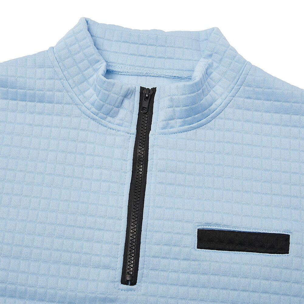Polo Shirt Waffle Knit Quarter-Zip Long Sleeve