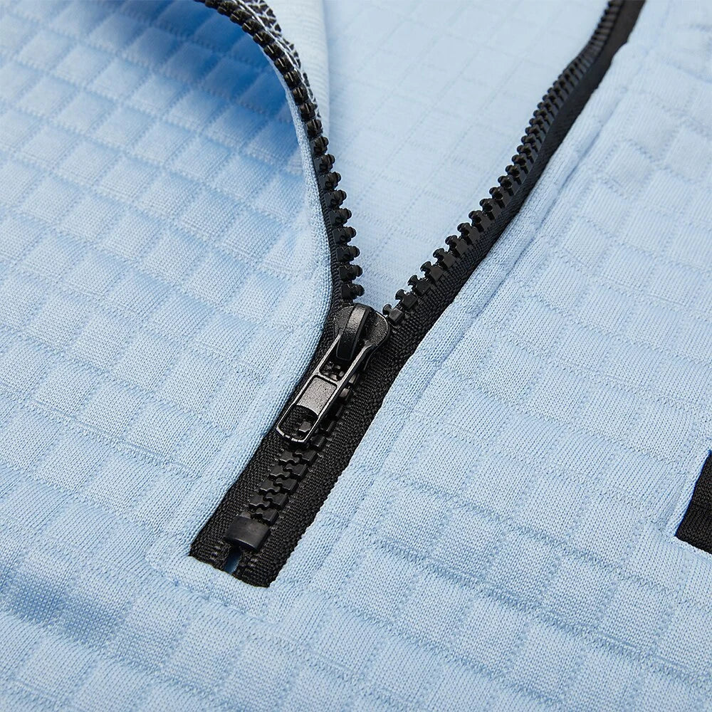 Polo Shirt Waffle Knit Quarter-Zip Long Sleeve