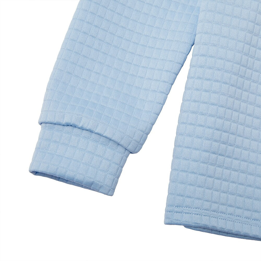 Polo Shirt Waffle Knit Quarter-Zip Long Sleeve