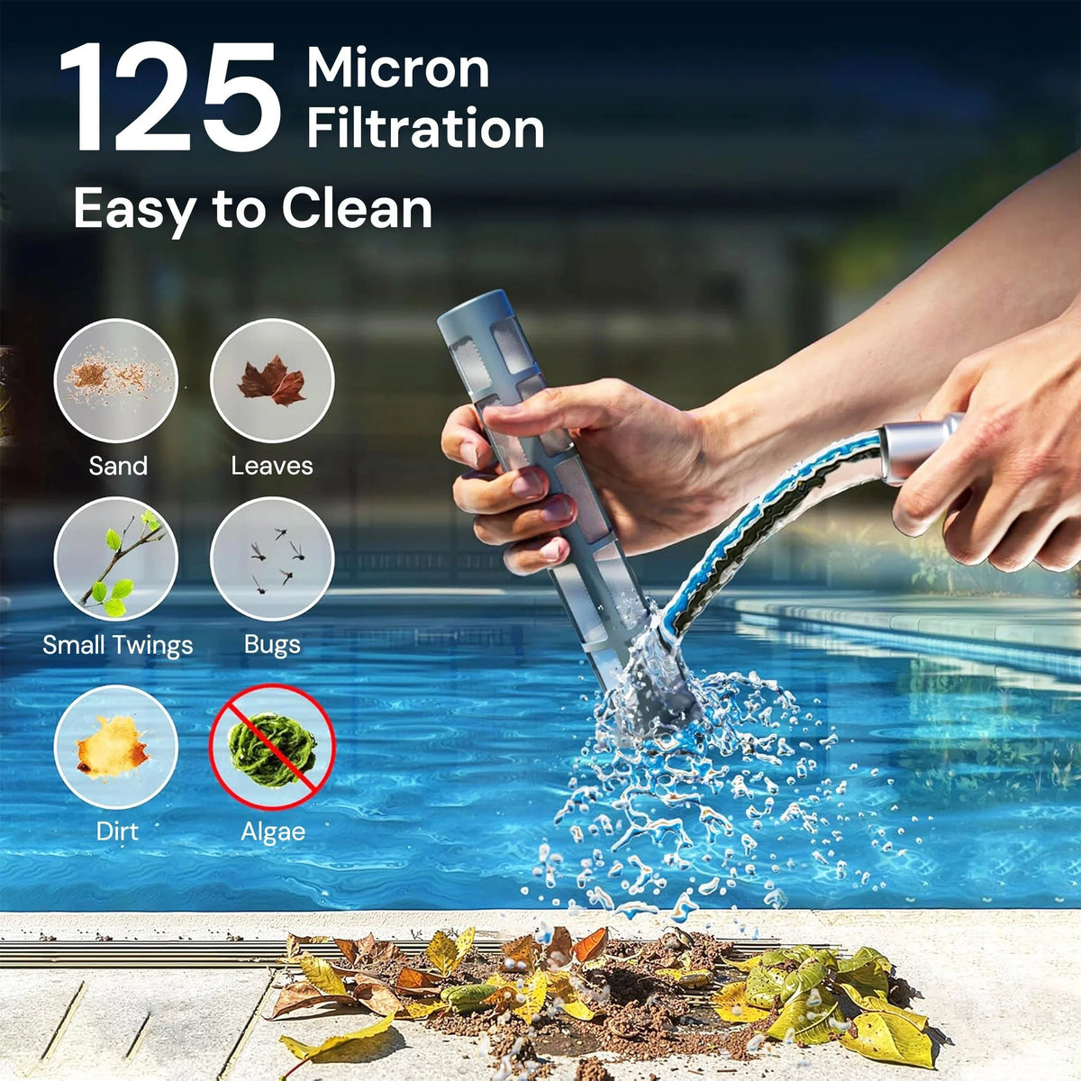 Pool Cleaner Cordless Rechargeable Interchangeable Heads
