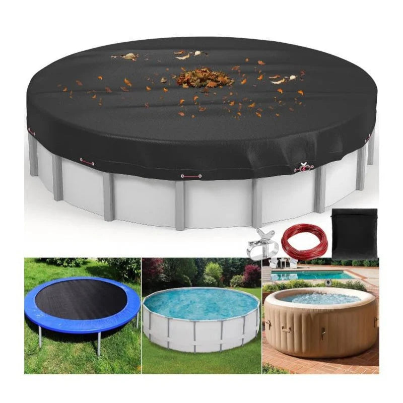Pool Cover Round 210D Oxford Waterproof Tension Cable Winch