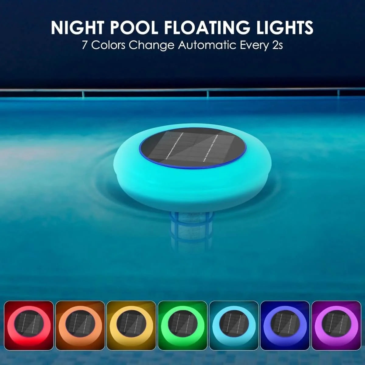 Pool Ionizer Solar-Powered 7-Color RGB Lighting