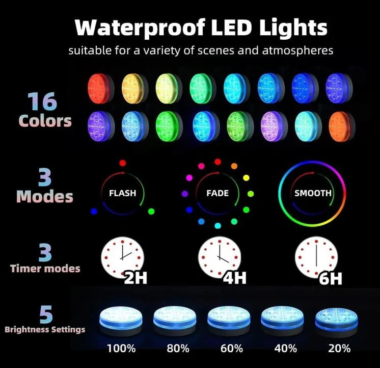Pool Lights Submersible RGB Dimmable Remote-Controlled