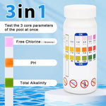 Pool Test Strips 3-In-1 Chlorine pH Alkalinity