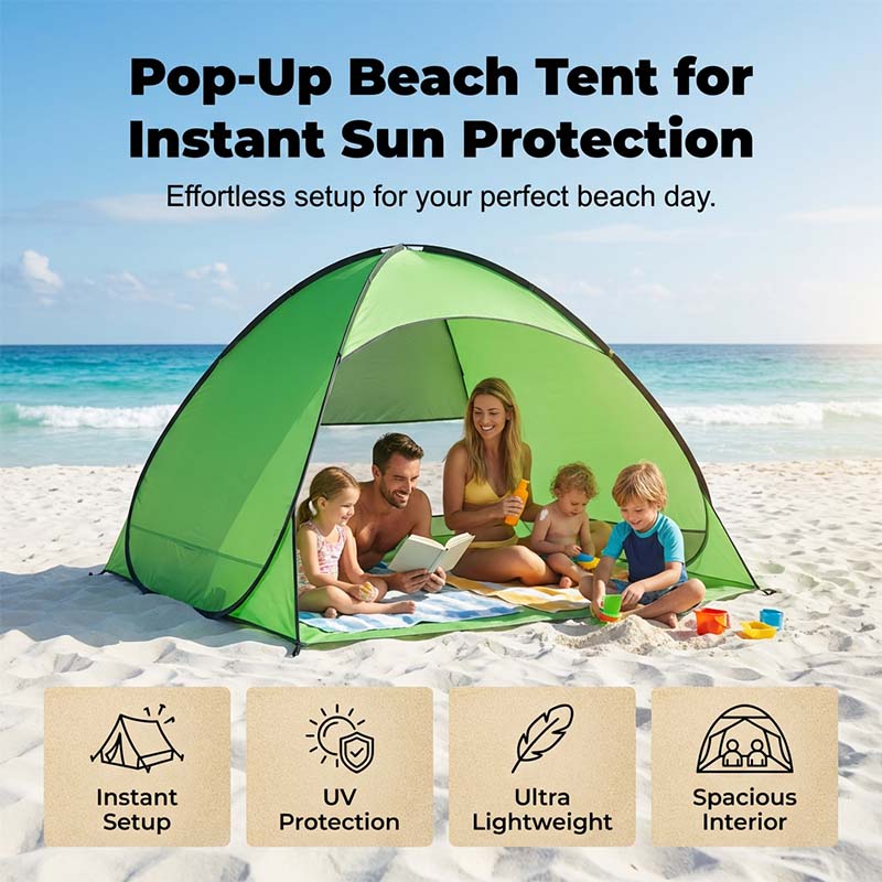 Pop-Up Beach Tent Instant Setup Two-Person UV Blocking