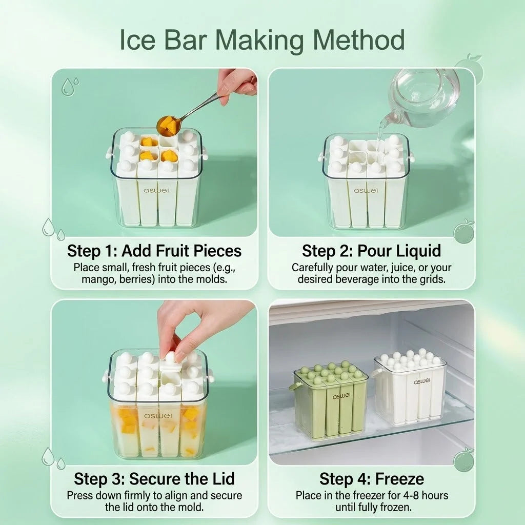 Popsicle Mold Reusable Silicone with Covered Storage Box
