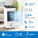 Portable Evaporative Air Cooler Fan & Humidifier With Caster Wheels