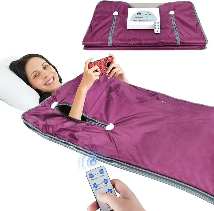 Portable Infrared Sauna Blanket Medical-Grade Adjustable Temperature & Reflective Stripes