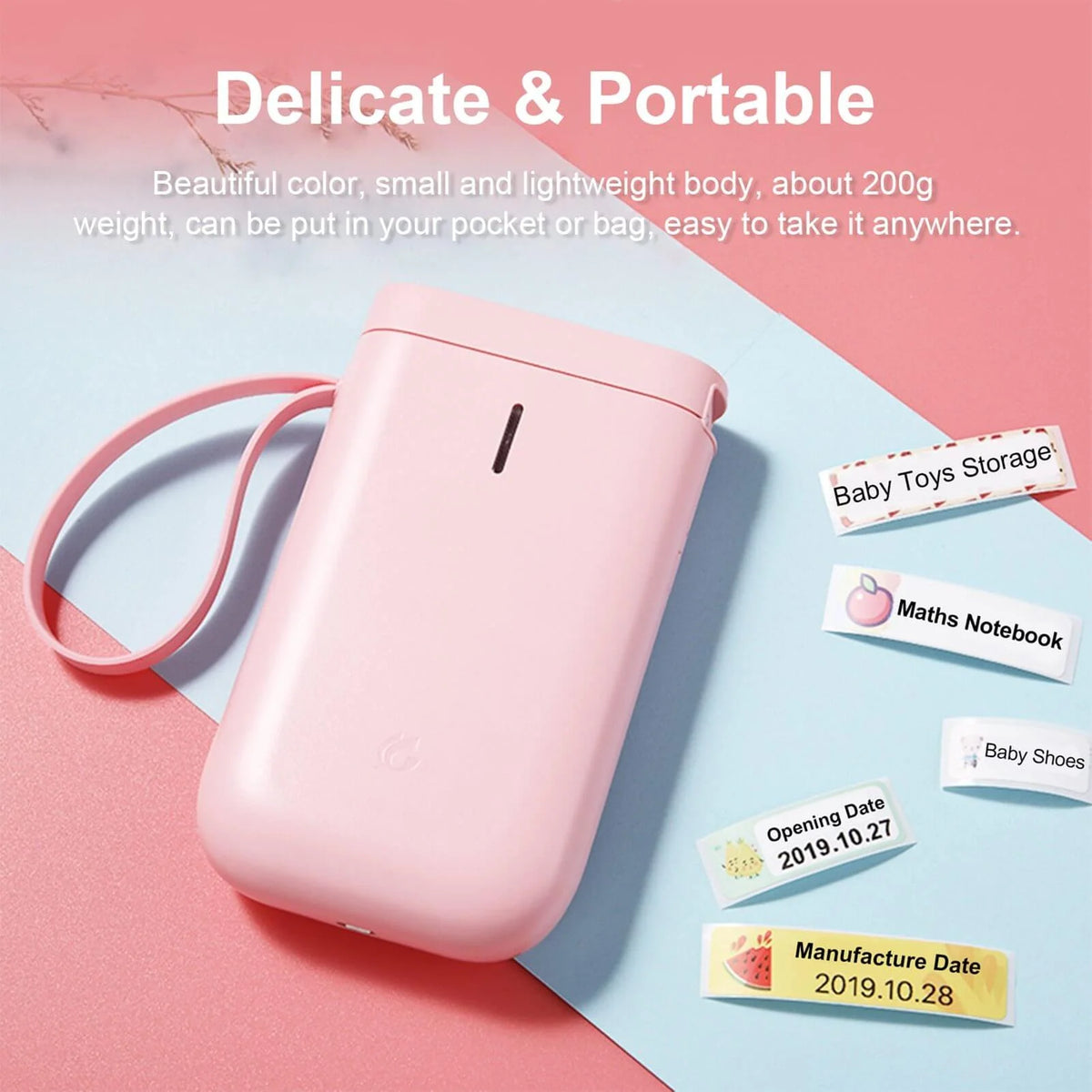 Portable Label Printer Bluetooth Thermal Ink-Free Rechargeable
