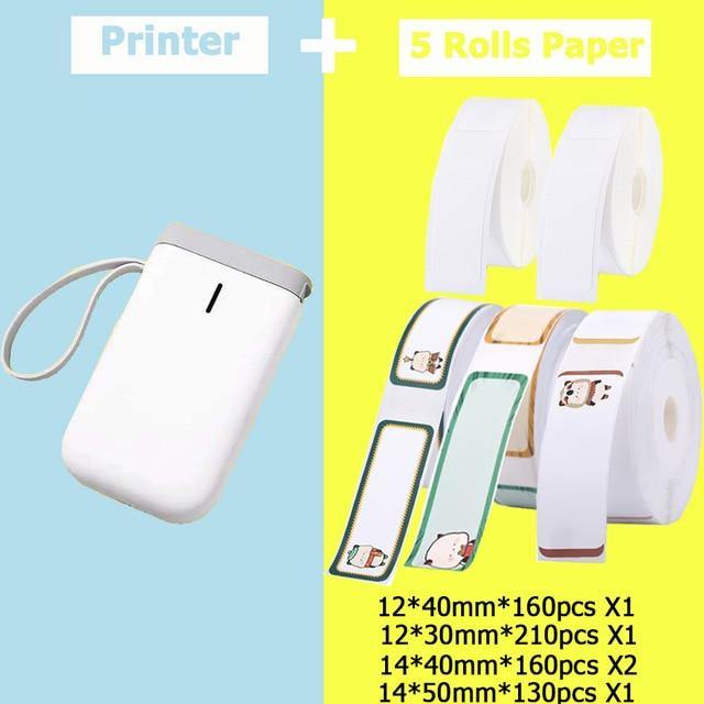Portable Label Printer Bluetooth Thermal Ink-Free Rechargeable