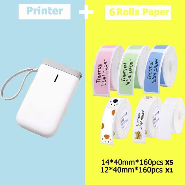Portable Label Printer Bluetooth Thermal Ink-Free Rechargeable