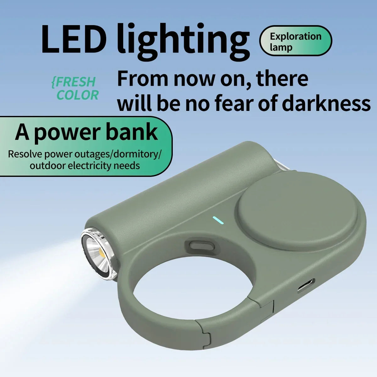 Portable Power Bank 5000mAh With Flashlight & Warmer