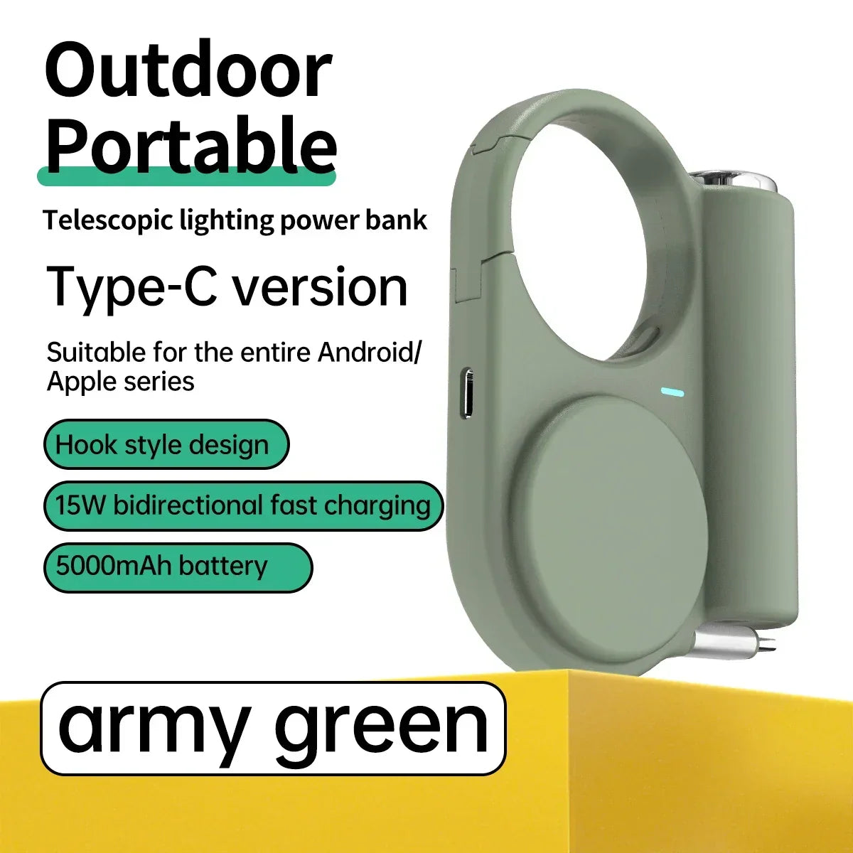 Portable Power Bank 5000mAh With Flashlight & Warmer