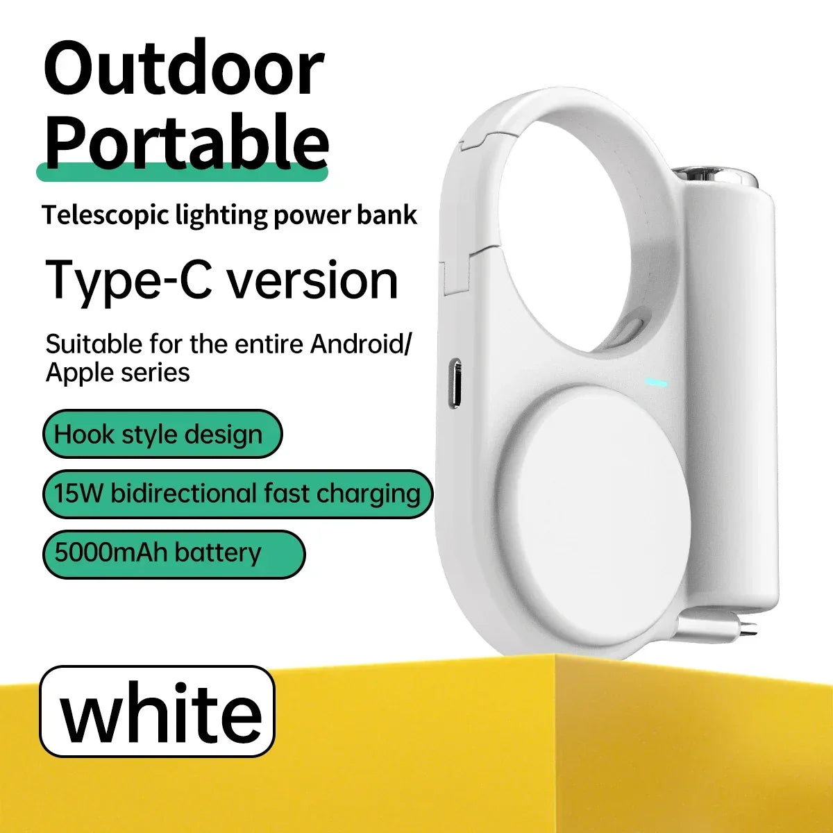 Portable Power Bank 5000mAh With Flashlight & Warmer