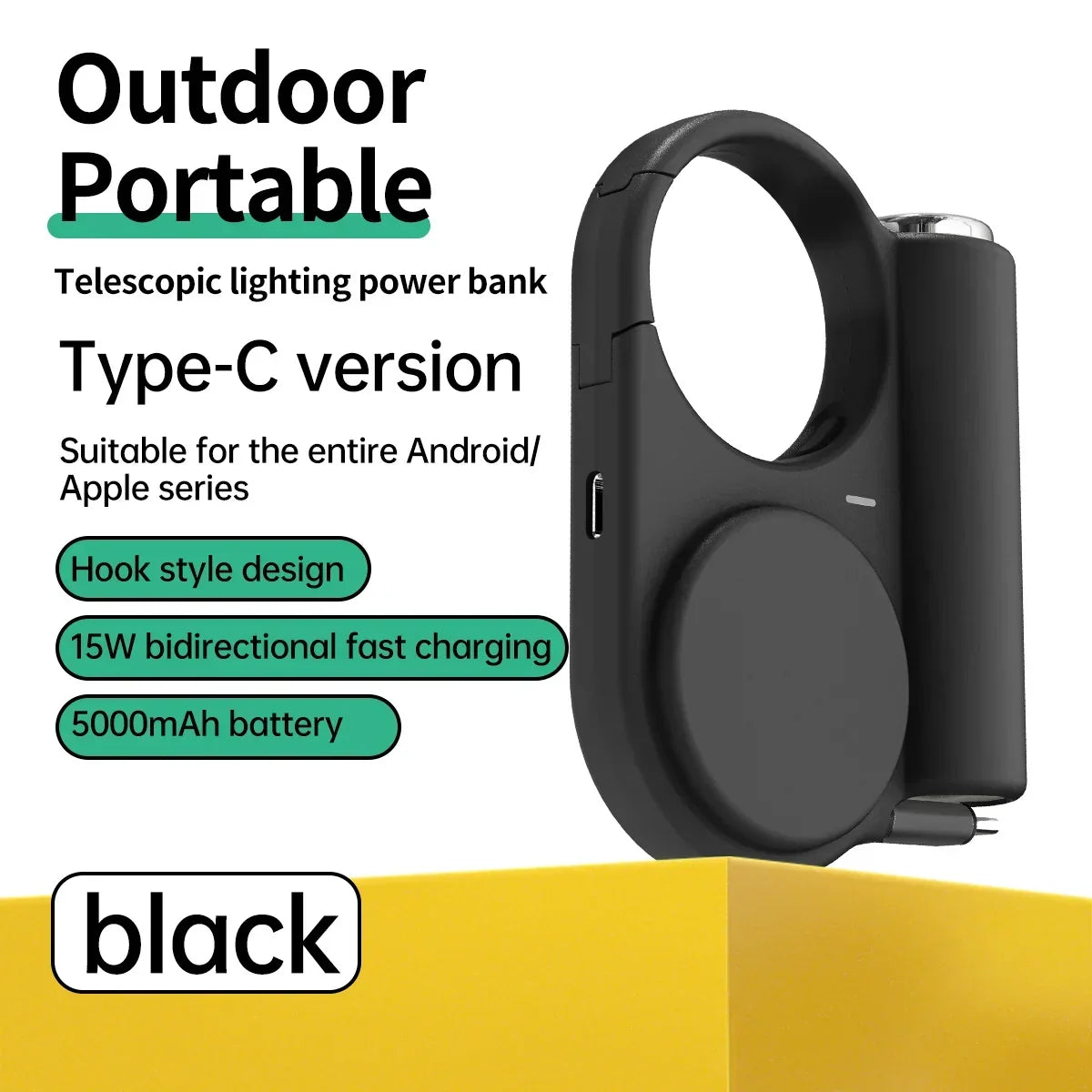 Portable Power Bank 5000mAh With Flashlight & Warmer