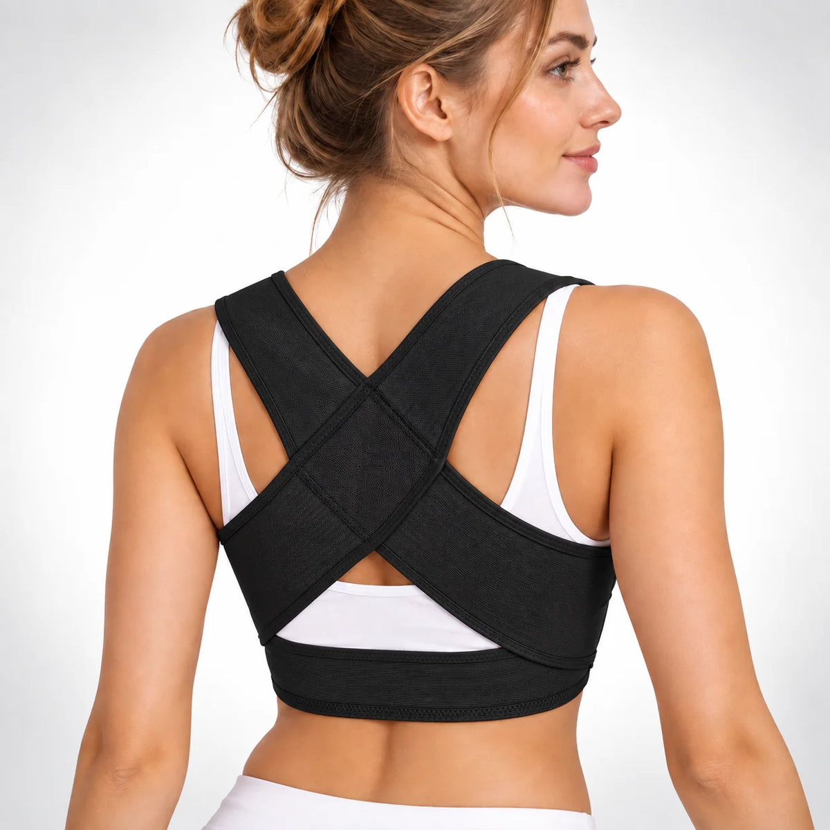 Posture Brace X-Shaped Cross-Back Adjustable Hook-and-Eye Closure