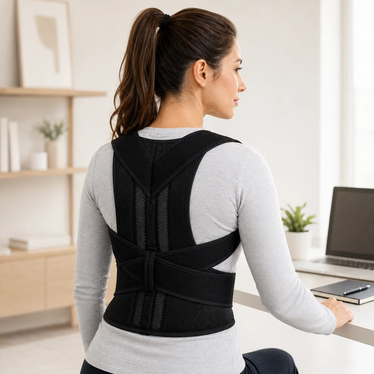 Posture Corrector Brace Adjustable Breathable Mesh 3-Zone Back Support