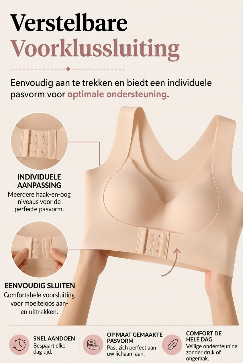 Posture Support Bra X-Back Wide Straps Front Closure