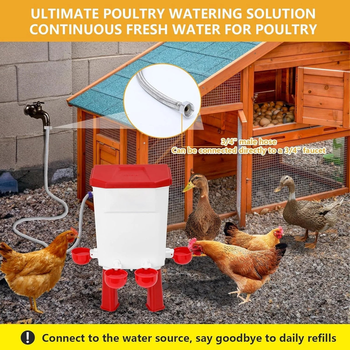 Poultry Waterer Automatic Float Valve Four Bowls