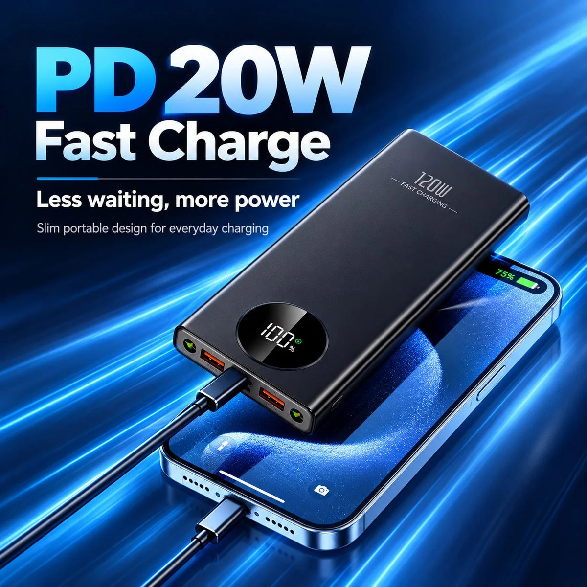 Power Bank 50,000mAh 120W Fast Charging Digital Display