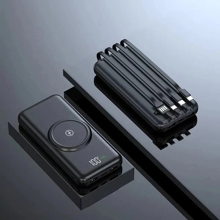 Power Bank Built-In Cables Wireless Charging 20,000 mAh