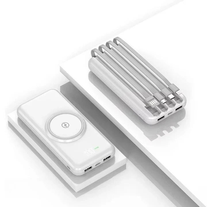 Power Bank Built-In Cables Wireless Charging 20,000 mAh