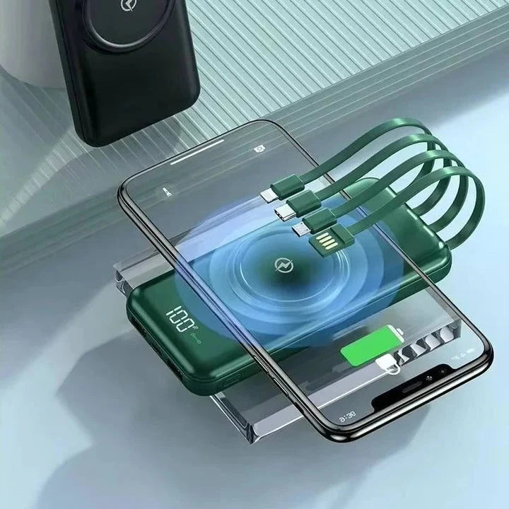 Power Bank Built-In Cables Wireless Charging 20,000 mAh