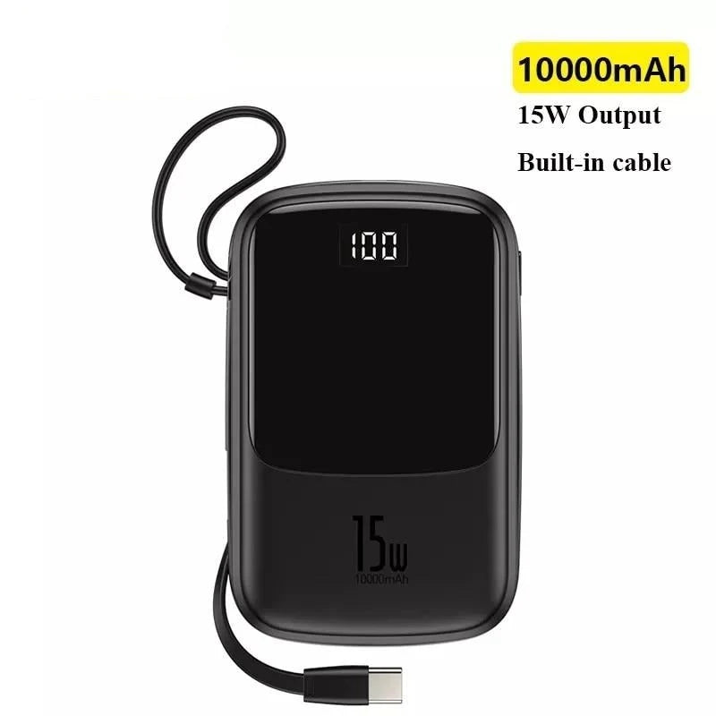 Power Bank & Wall Charger 10000mAh Built-In Cables